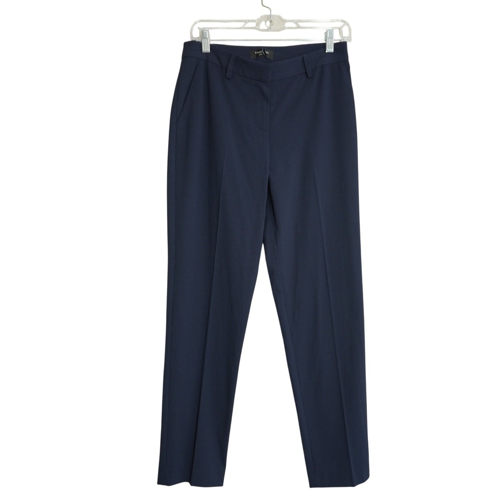 Tahari ASL Women's Size 4 Dress Pants Navy Blue Straight Leg Trousers Career